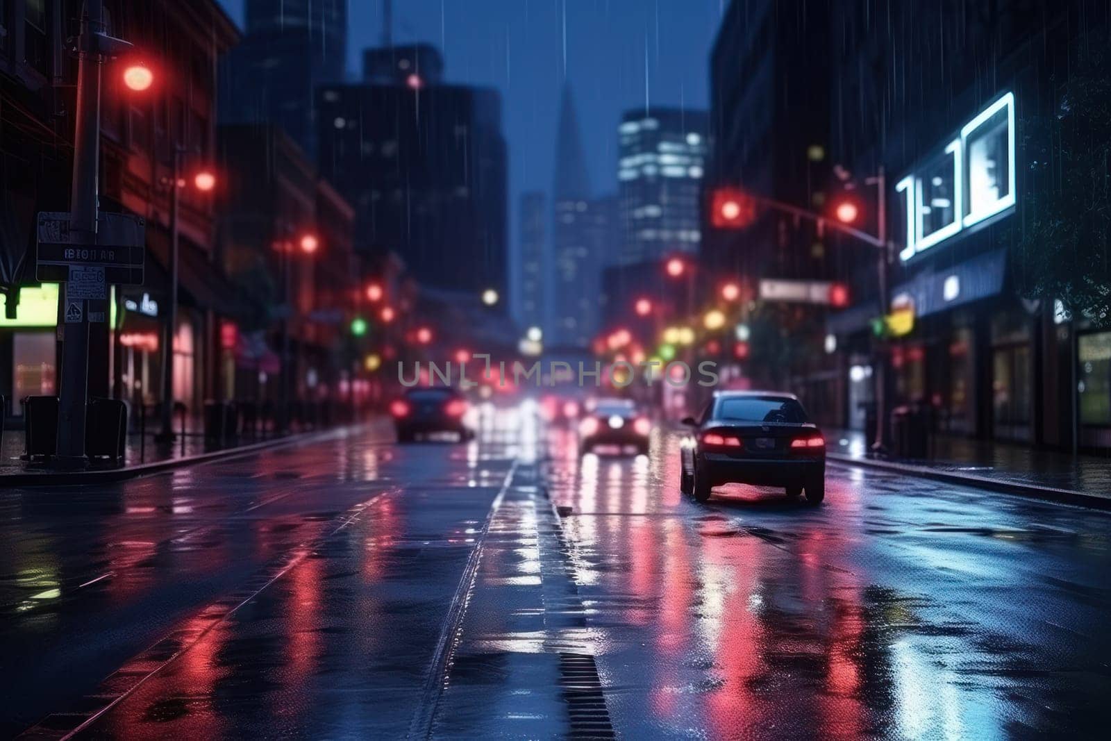 City street Radiance lights night city street landscape Generative AI.