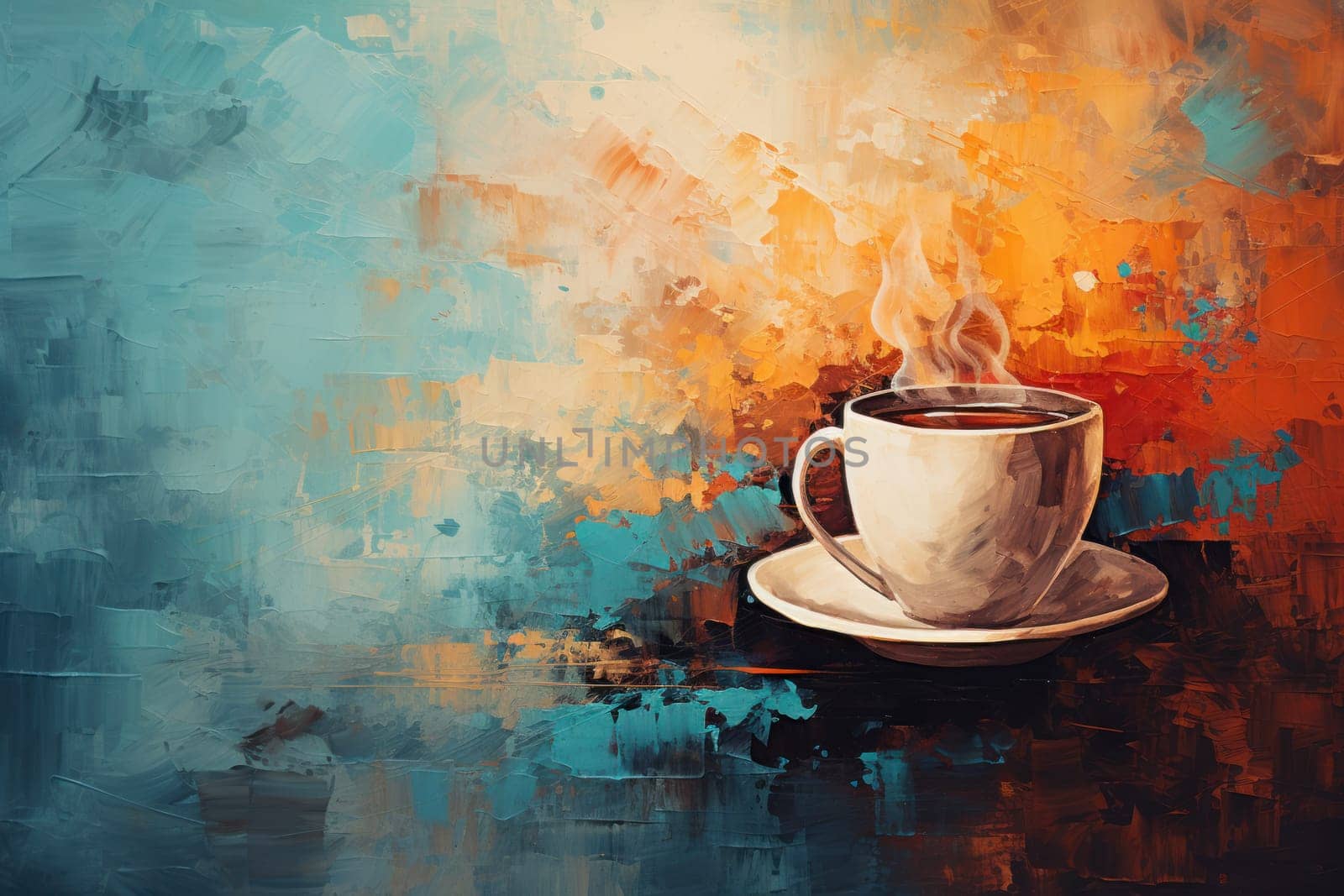 Cup of coffee poster design abstract background.