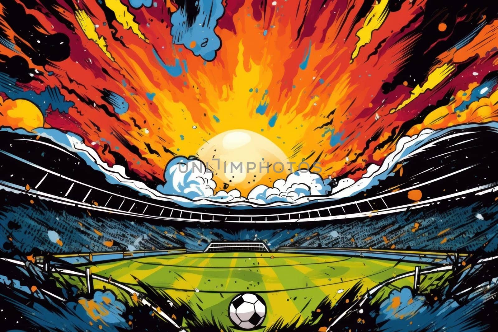 soccer stadium football doodle art illustration background.
