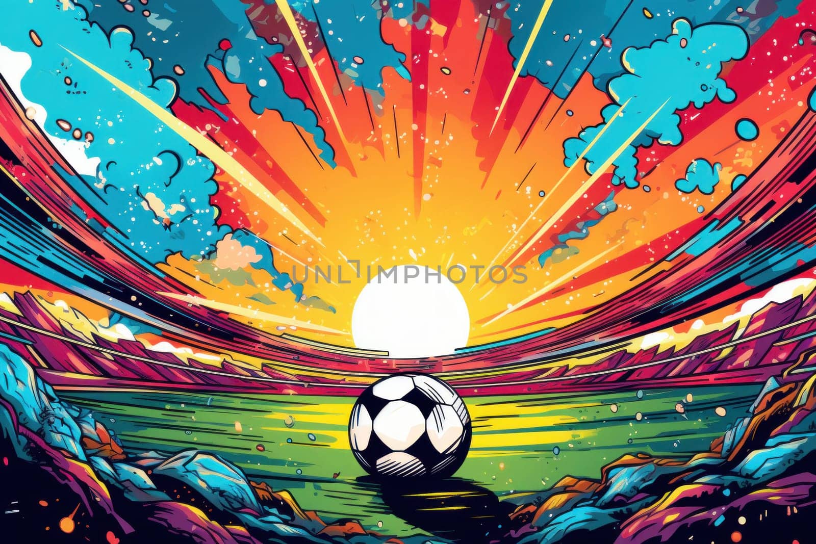 soccer stadium football doodle art illustration background.