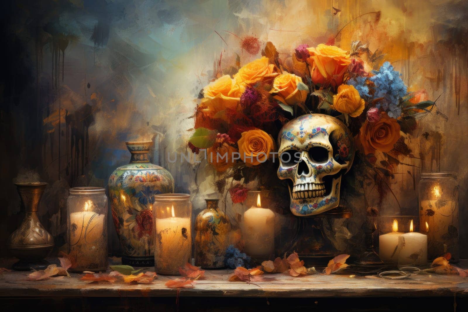 Photo of Day of the dead concept background.