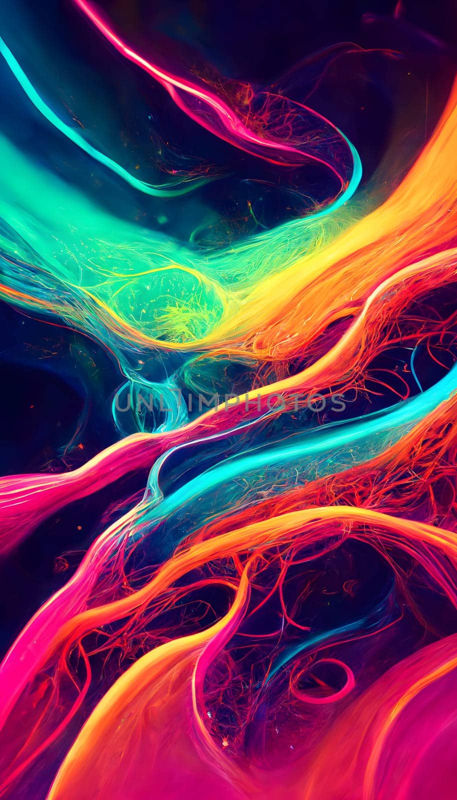 abstract colorful neon fibers background, neural network generated art by z1b
