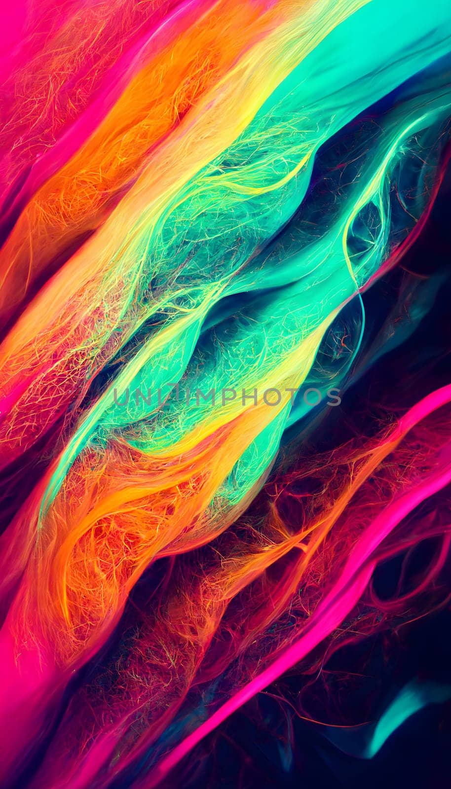 abstract colorful neon fibers background, neural network generated art. Digitally generated image. Not based on any actual scene or pattern.