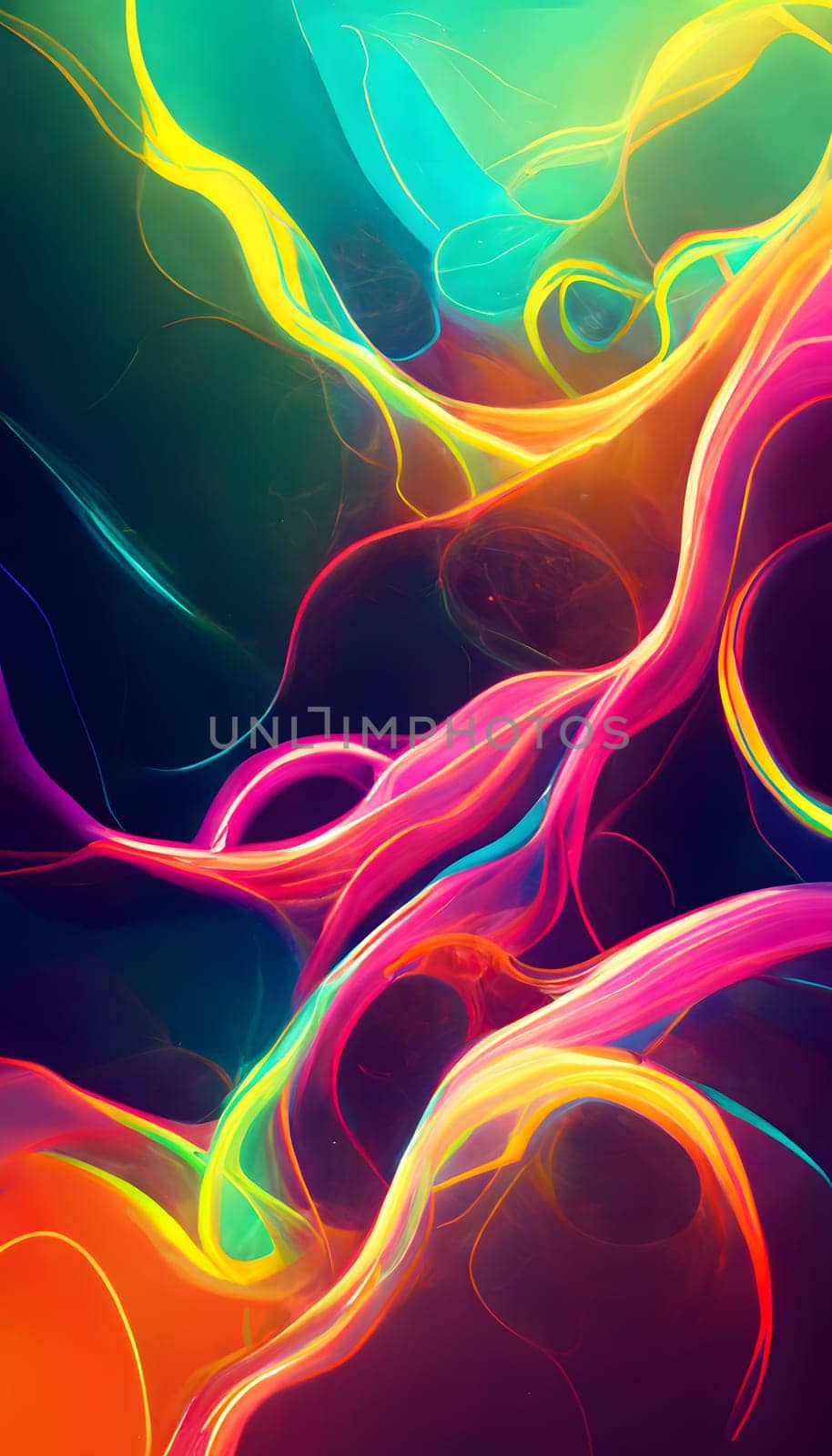 abstract colorful neon fibers background, neural network generated art. Digitally generated image. Not based on any actual scene or pattern.