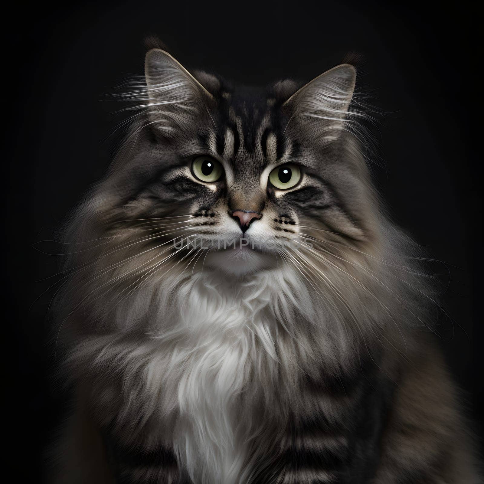 portrait of norwegian forest cat, neural network generated art by z1b