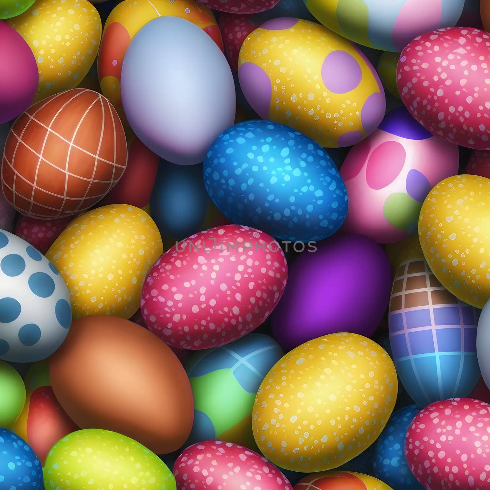 colorful easter eggs - full frame background, neural network generated art. Digitally generated image. Not based on any actual scene or pattern.