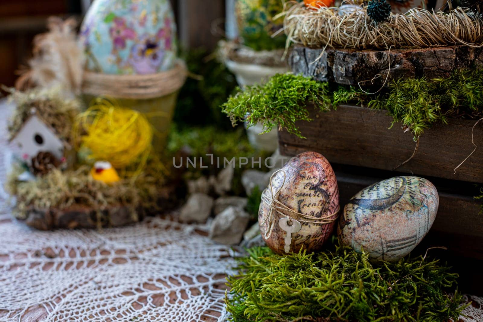 Elevated View of Easter Decor: Handcrafted Beauty and Festive Atmosphere by fotodrobik