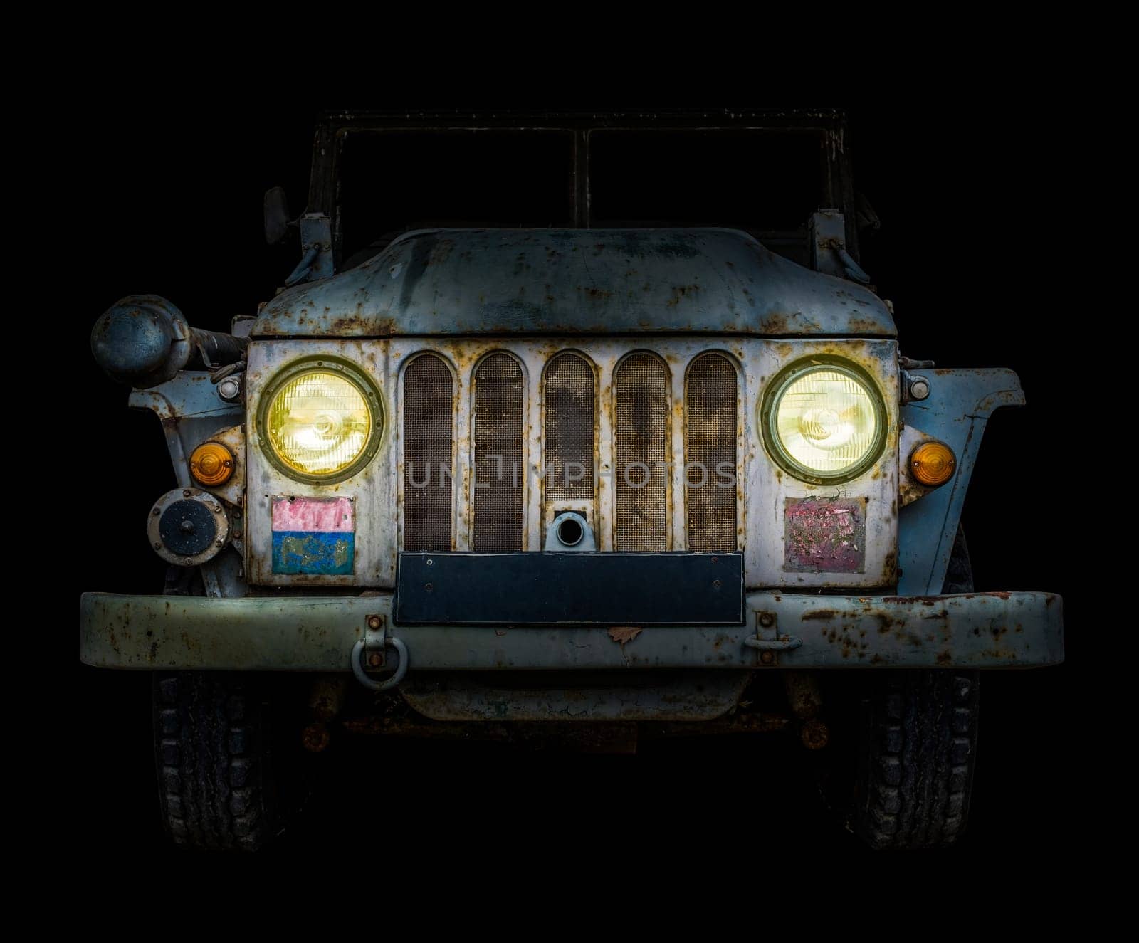 Vintage Truck Headlights At Night by mrdoomits