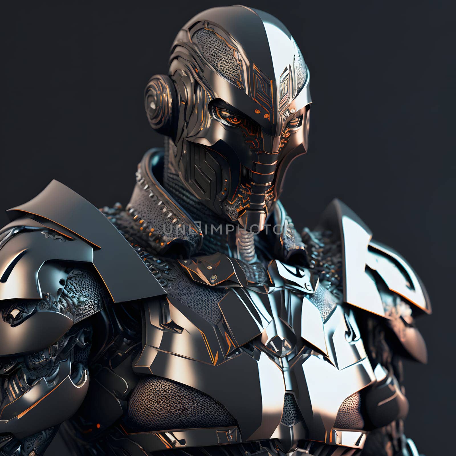 fantastic cyborg ninja in futuristic hight-tech armor, closeup portrait, neural network generated art by z1b