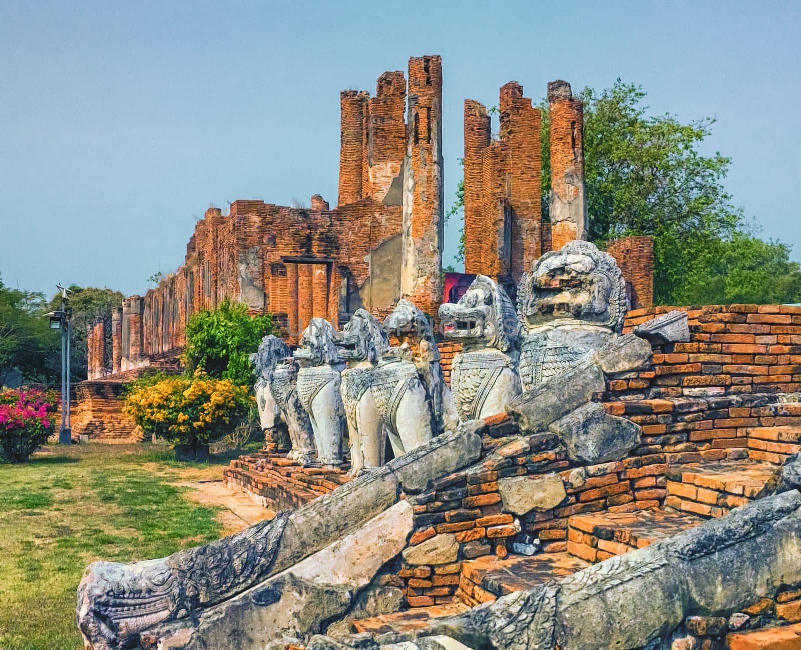 Wat thammikarat temple, Unesco World Heritage, by day in Ayutthaya, Thailand
