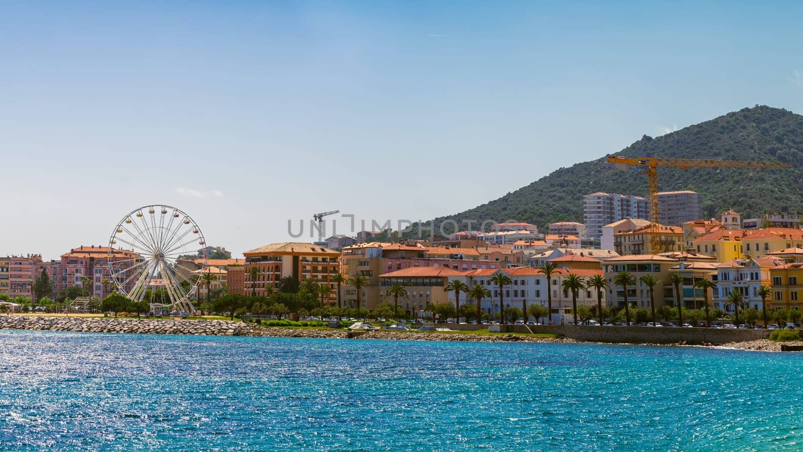 Ajaccio public beach, summer landscape of Corsica by vladispas