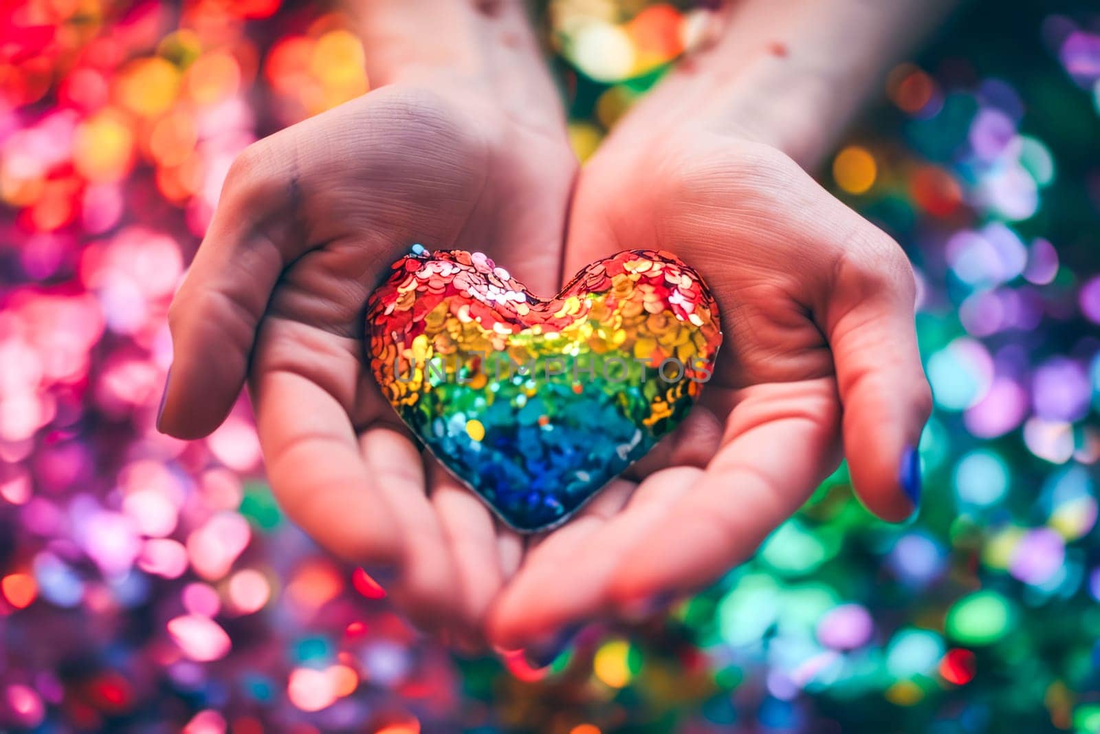A person is seen holding a heart-shaped object delicately in their hands.