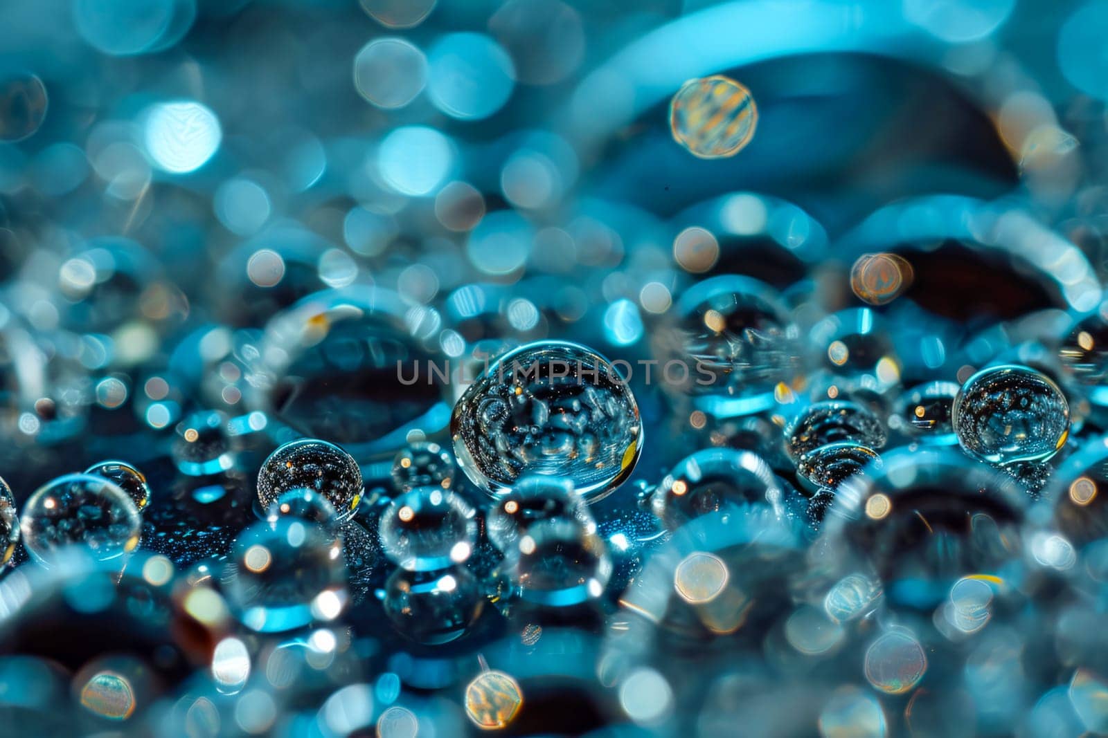 A group of bubbles suspended in water, creating a visually captivating and dynamic scene.