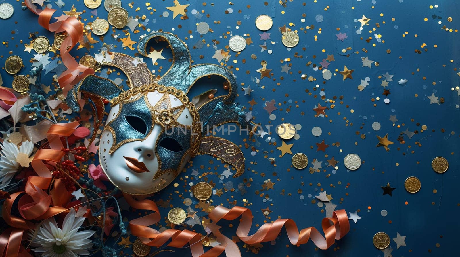 Colorful carnival masks on the market in Venice, Italy. Ai Generated.