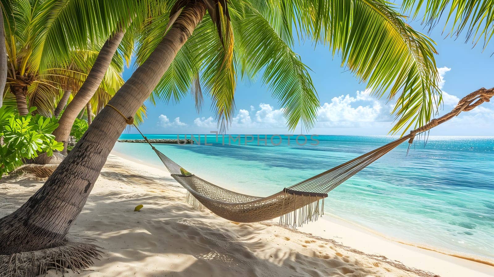 hammock under palm tree in tropical paradise beach by z1b