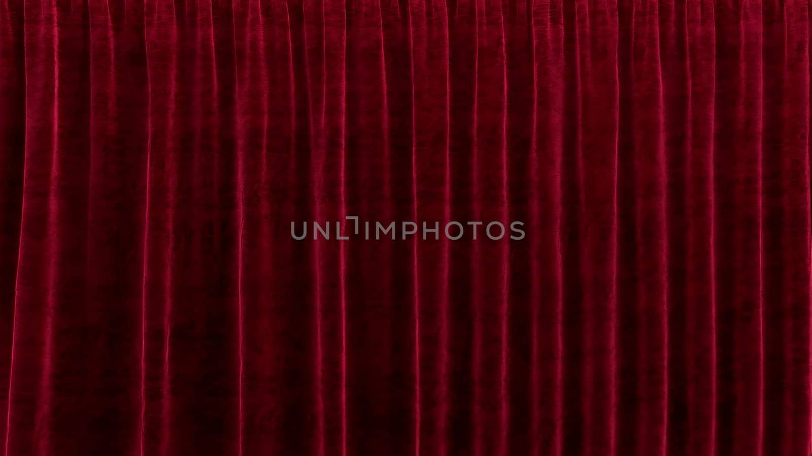 3d render Velvet red theater curtains open in 4k