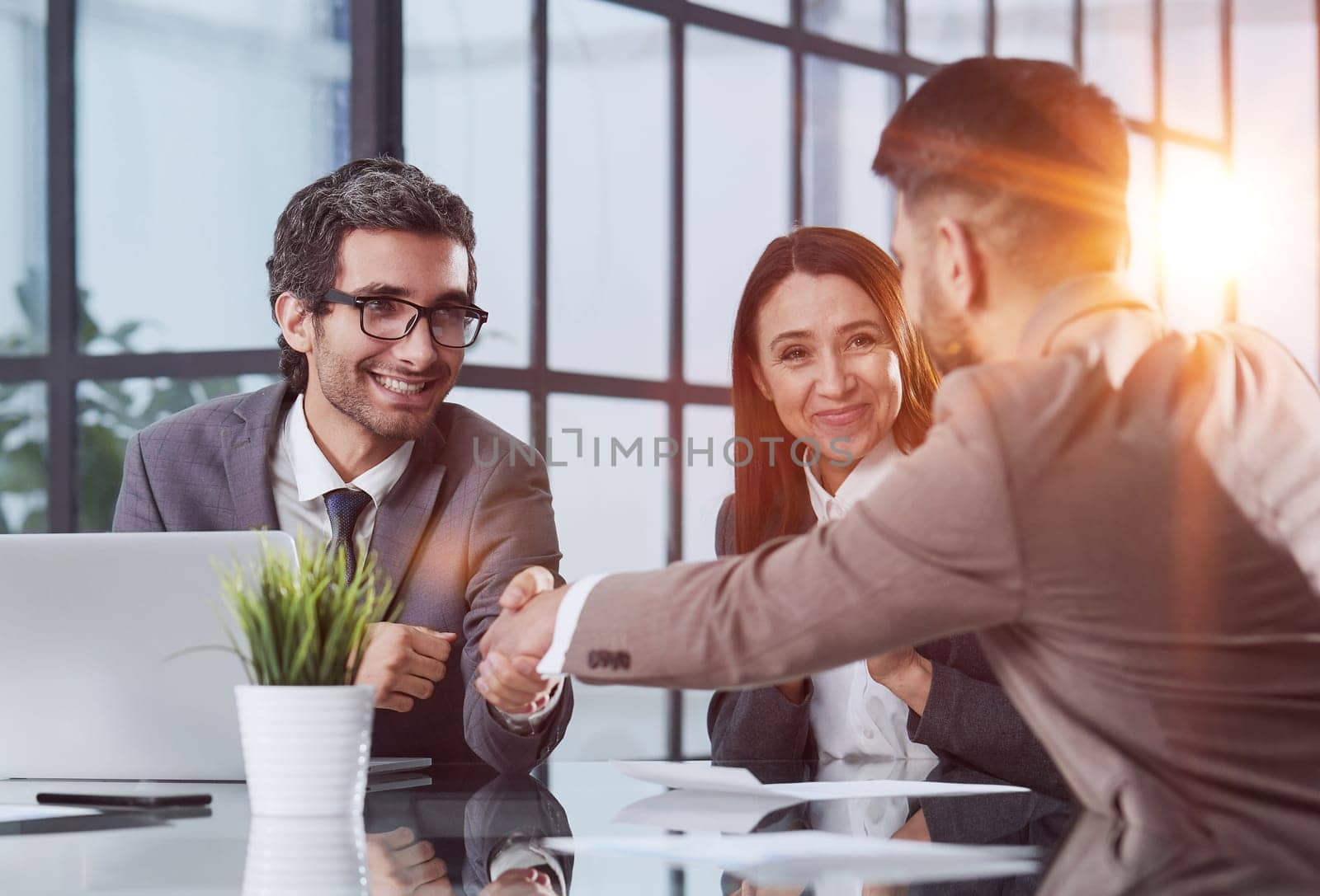 professional group of office workers discussing project