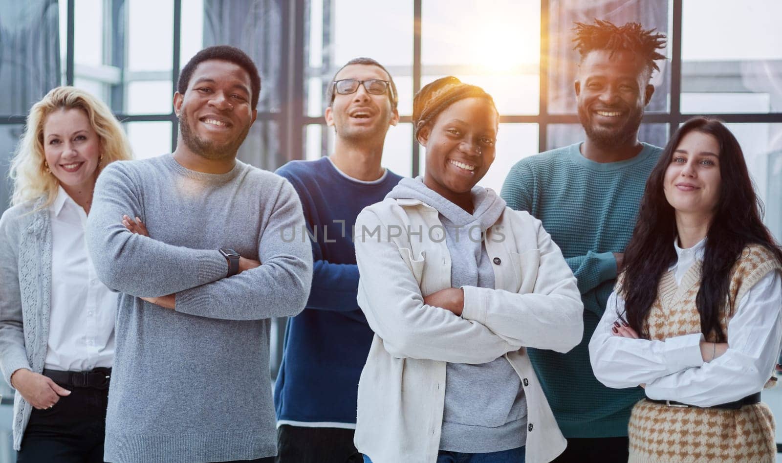 group of successful business people standing in the office