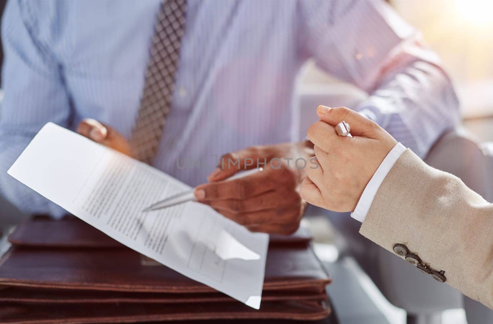 Lawyer, broker or HR manager signing a contract agreement with client or employee. by Prosto