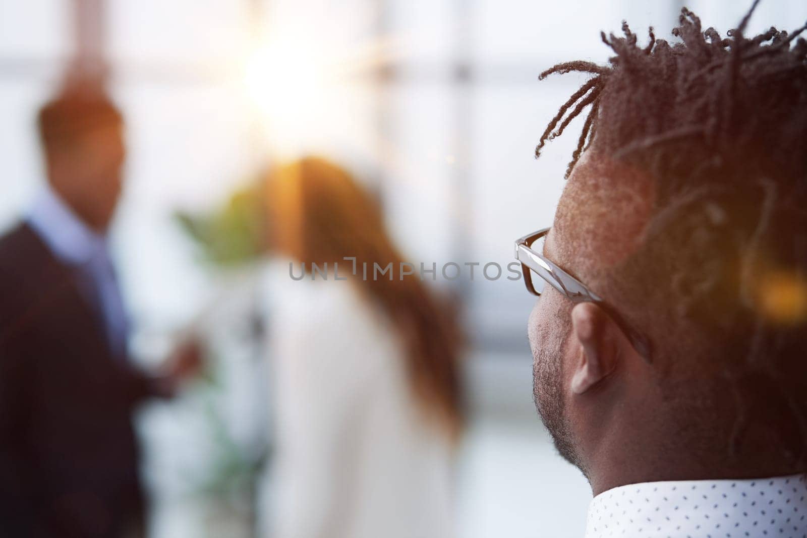 Silhouette portrait of man with his back looking away
