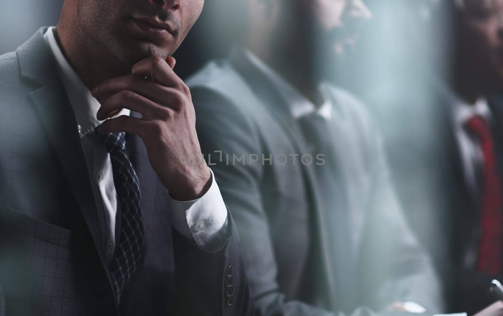 Pensive African American businessman pondering business strategy