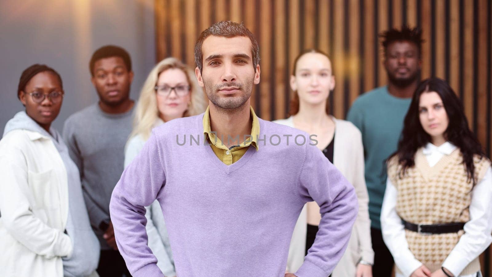 Group of business people standing of a modern office