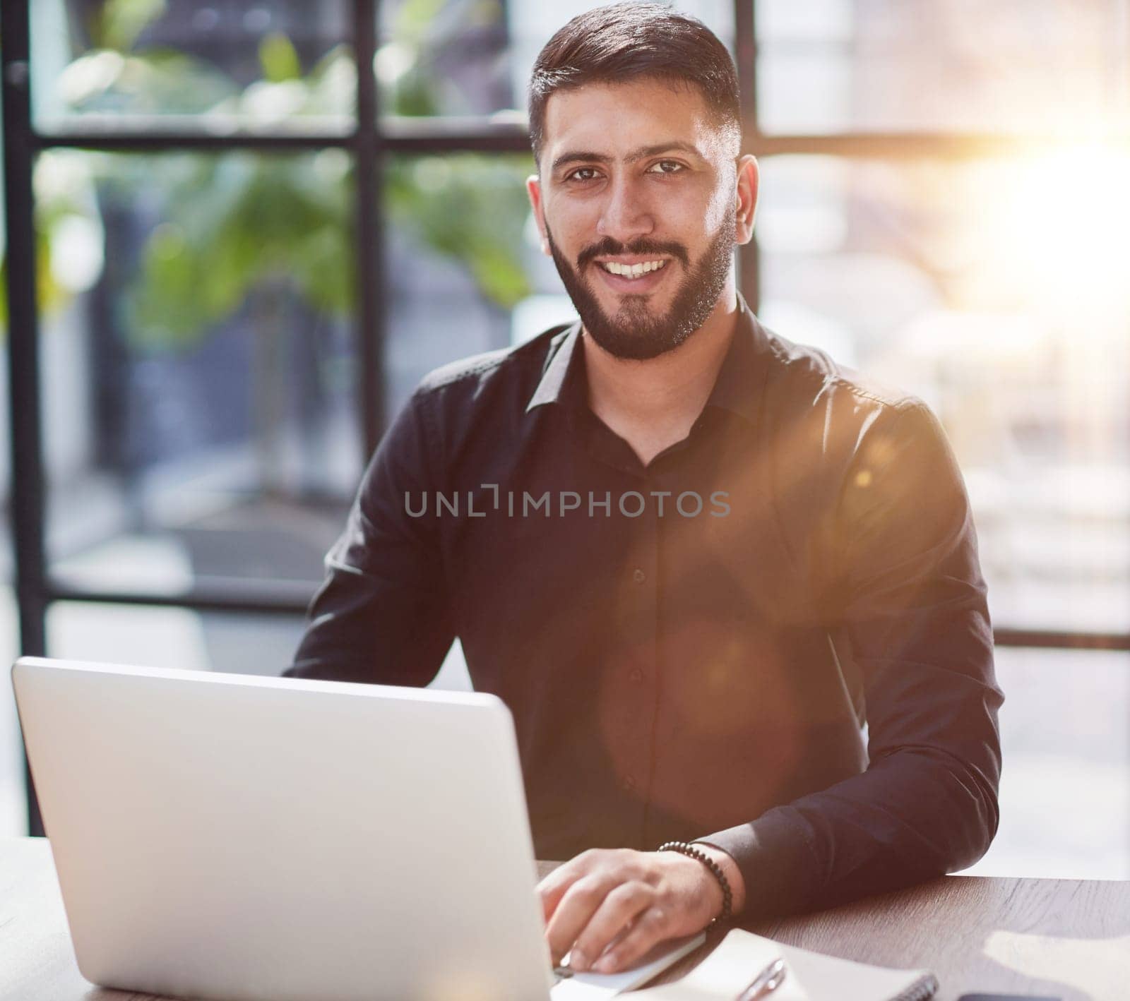 business man executive coach talking using laptop computer having video conference call virtual meeting, professional training negotiation remote working doing online presentation in office.