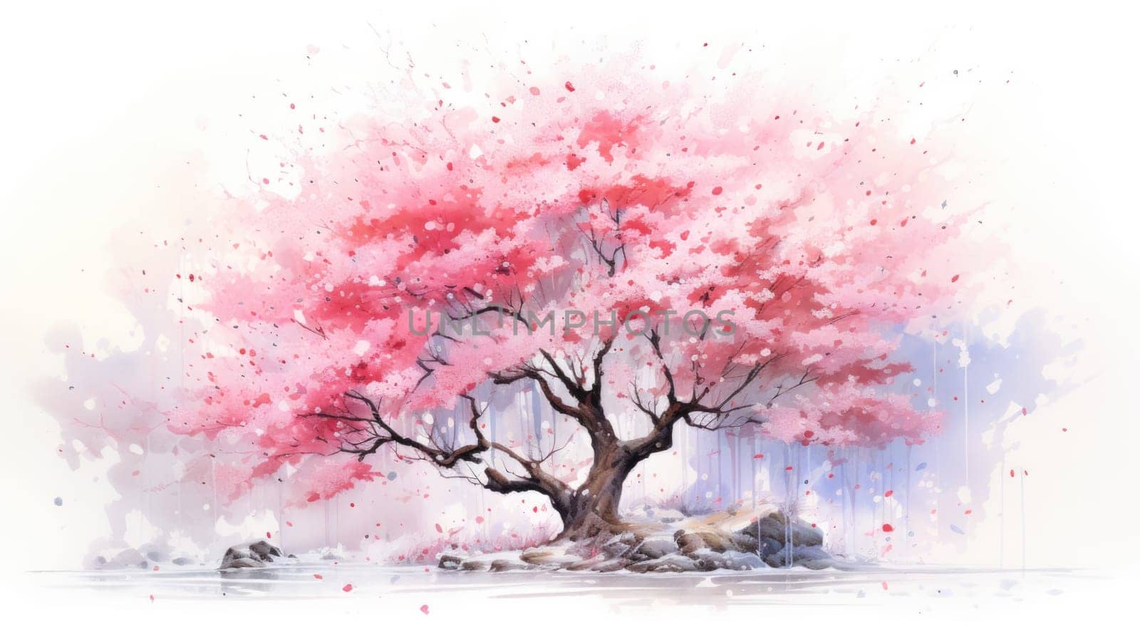 japanese sakura, cherry blossom tree during spring, ai