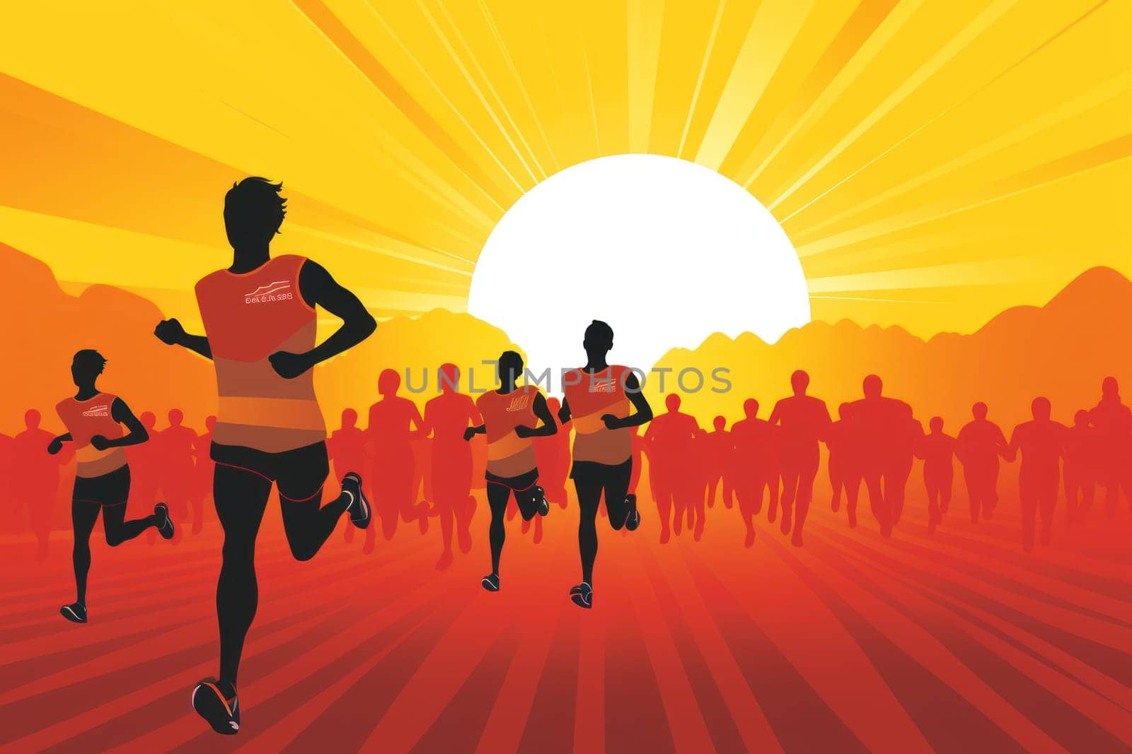 Colorful Running marathon poster, people run, colorful poster. illustration.