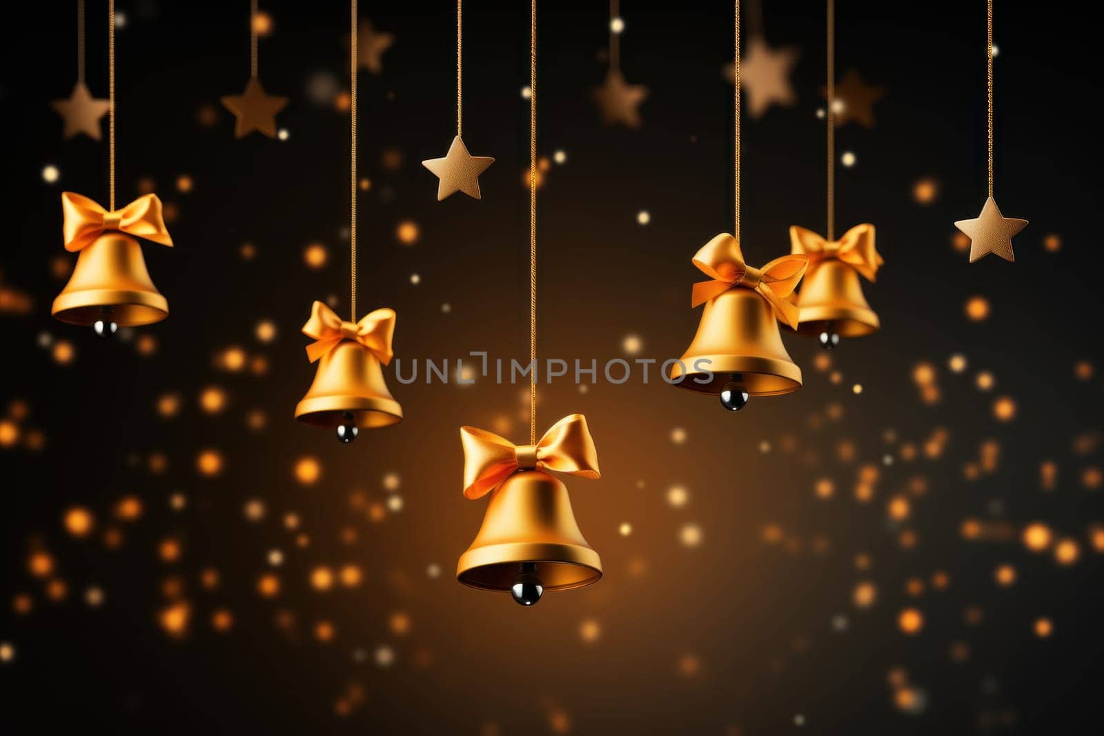 Christmas gift banner bell. Generative AI.