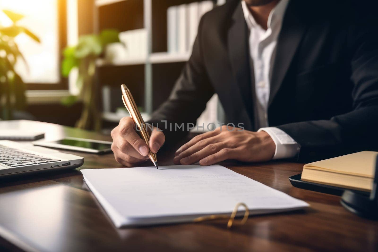 Businessman Signing documents In The Office.