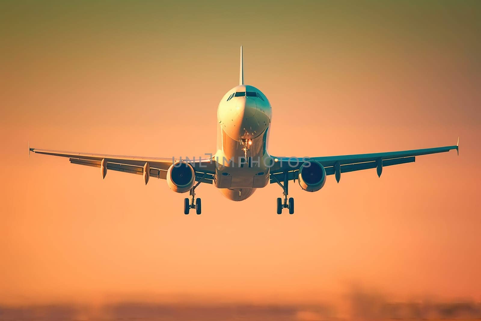 Passenger Airplane Flying with beautiful sky.