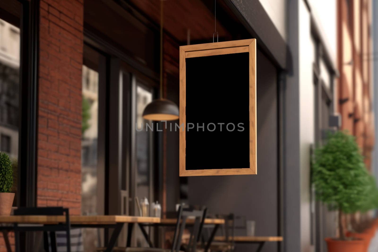 Mockup outdoor wall store shop sign outside restaurant.