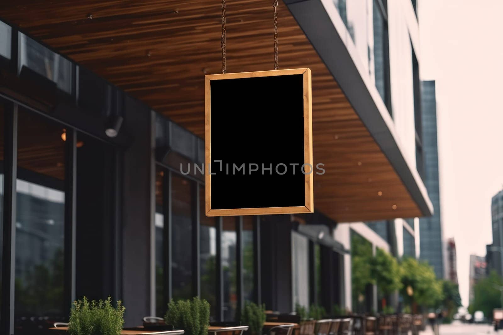 Mockup outdoor wall store shop sign outside restaurant.