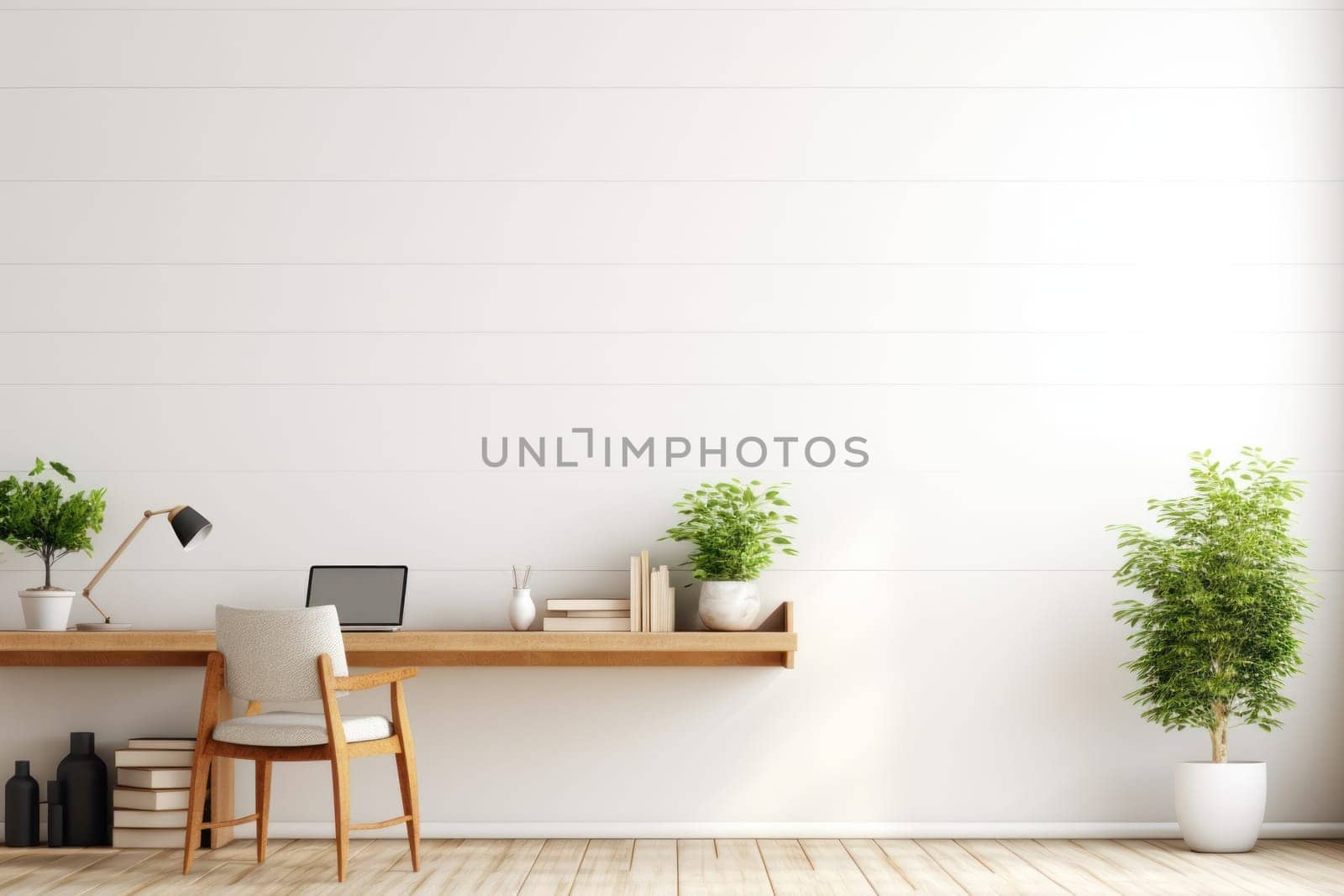 3D render of interior modern living room workspace Comfortable modern minimal.
