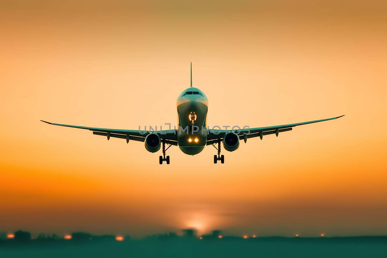 Passenger Airplane Flying with beautiful sky.