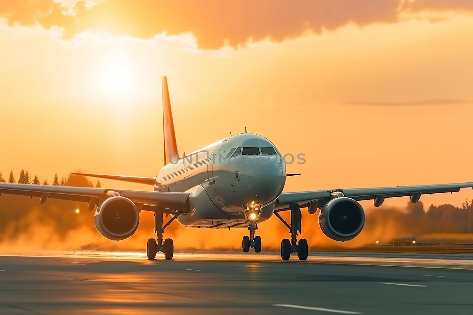 Passenger Airplane Flying with beautiful sky.