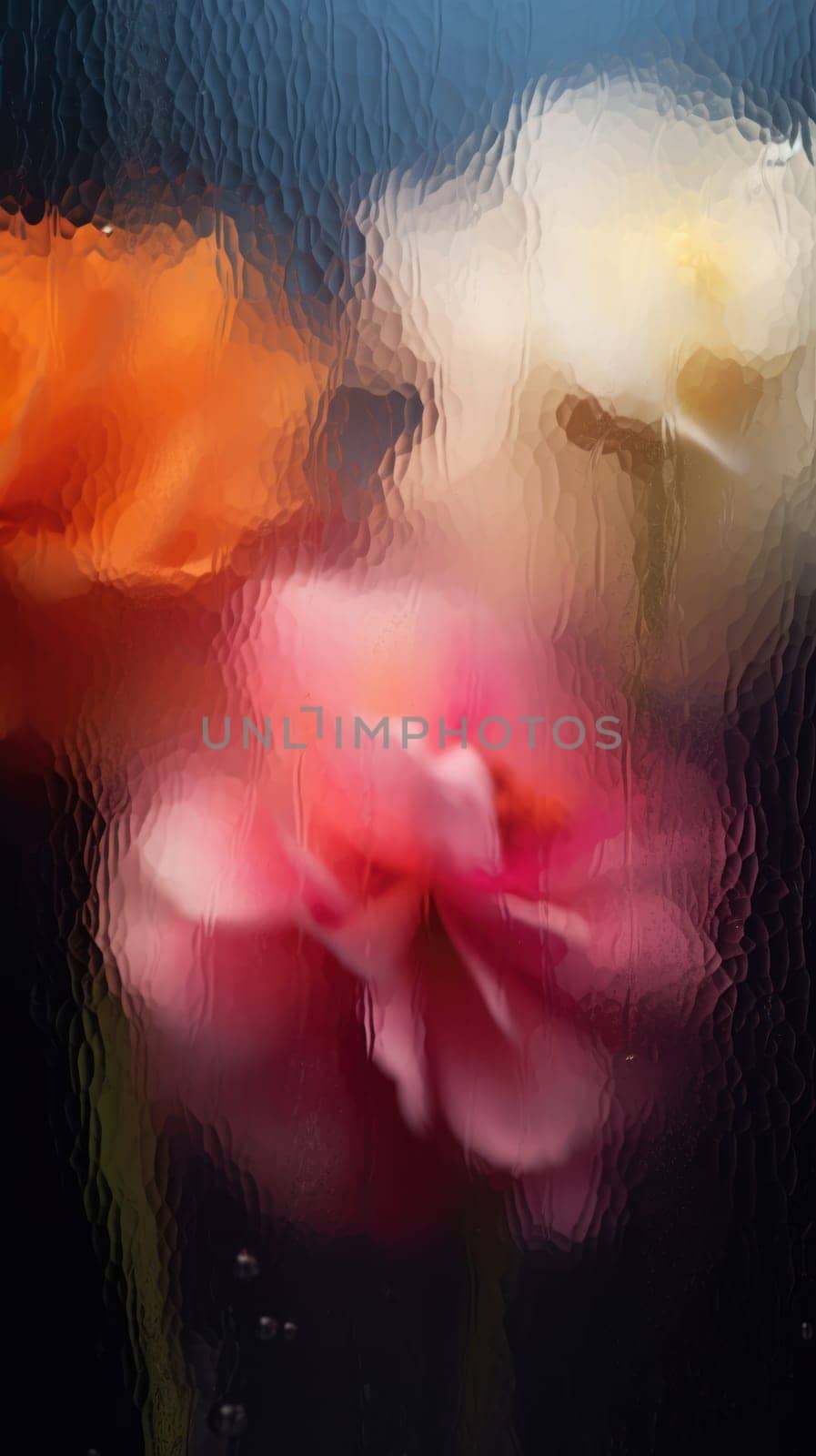 Background of blooming flowers in front of glass with water drops Stock Photo by nijieimu