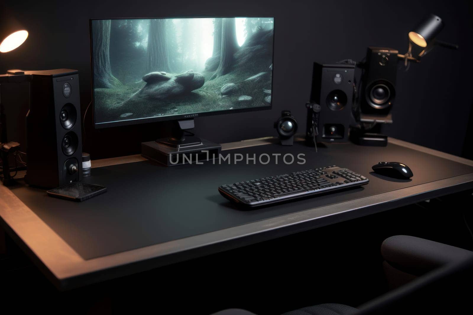 A designer's desk with a laptop designer's working table.