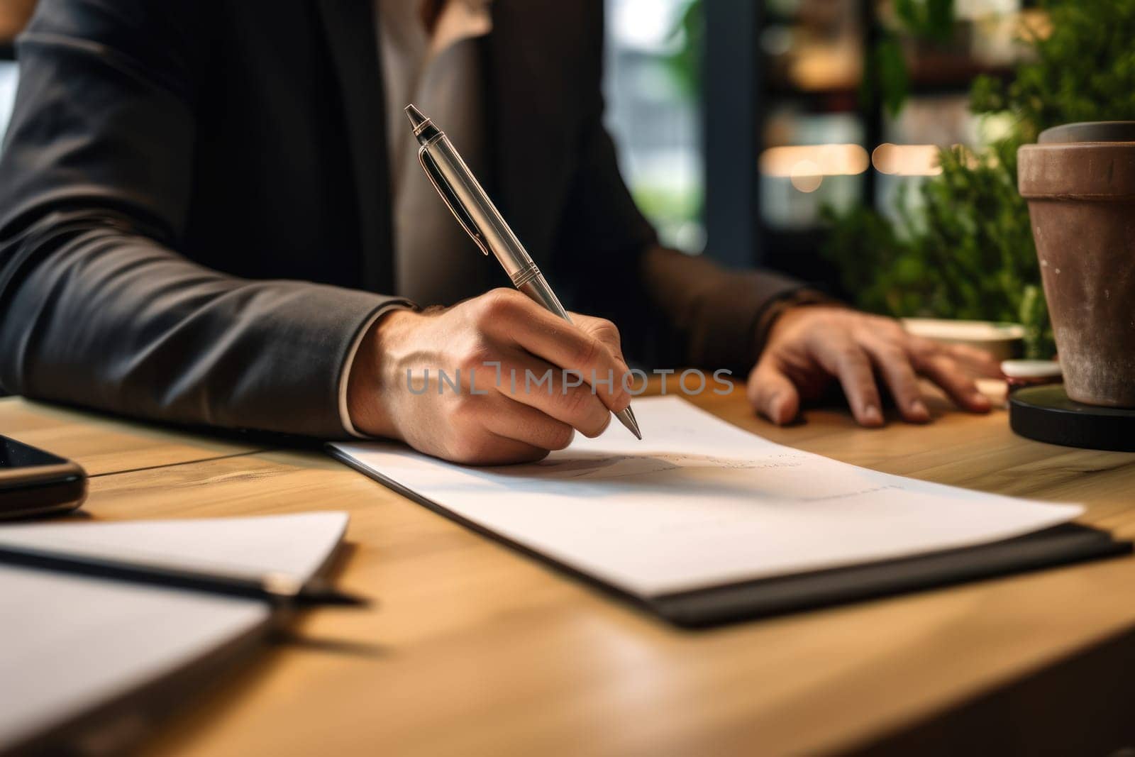Businessman Signing documents In The Office.