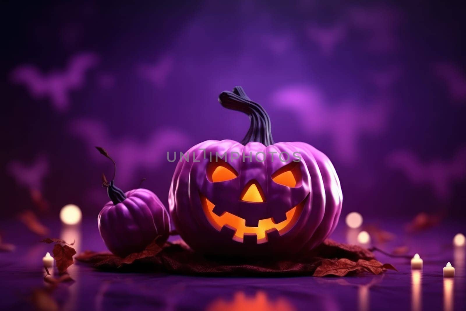 Halloween background with Evil Pumpkin. Spooky scary dark Night Halloween banner background concept.