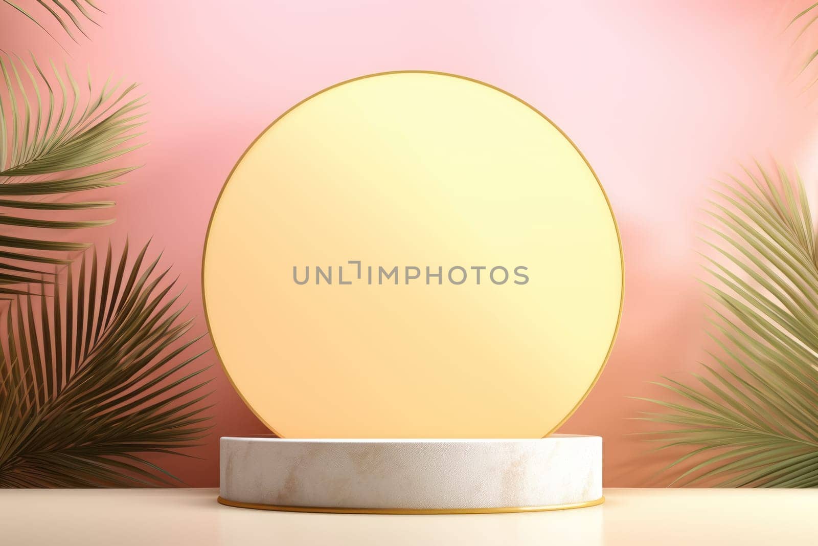 3d render footage scene mockup of marble and pink Round marble podium.