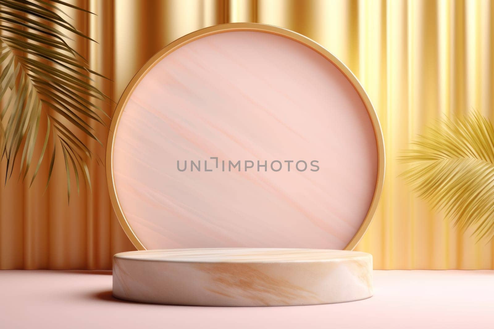 3d render footage scene mockup of marble and pink Round marble podium.