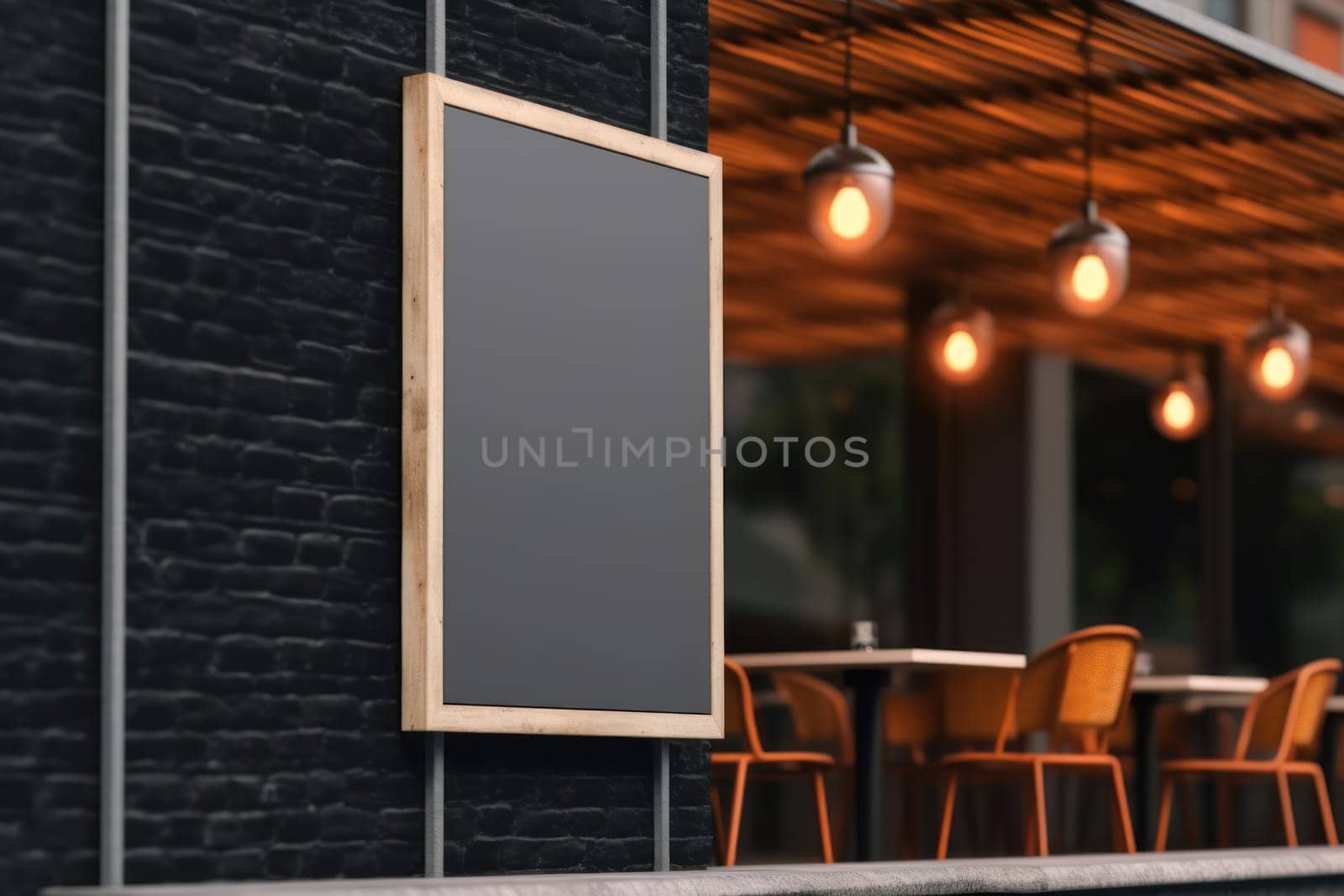Mockup outdoor wall store shop sign outside restaurant.