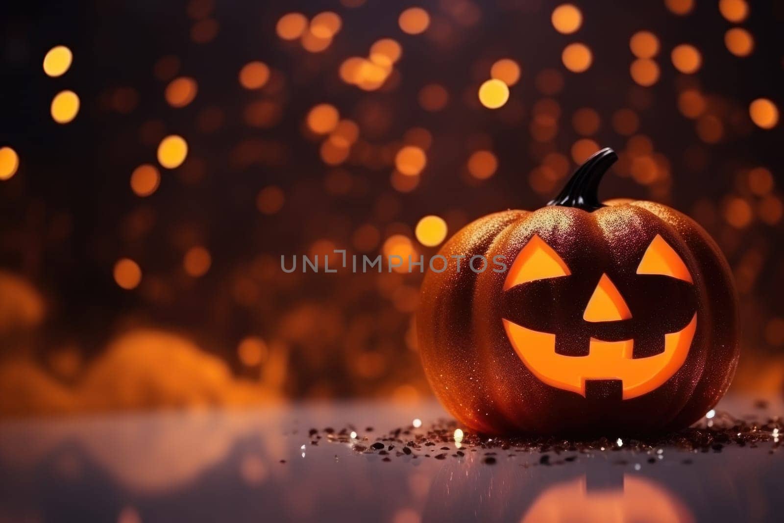 Halloween glitter glow Bokeh Light Background.