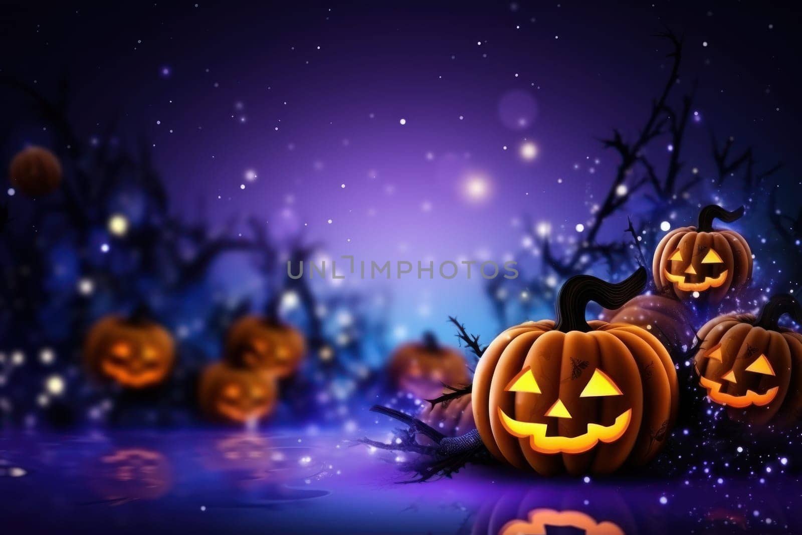 Halloween glitter glow Bokeh Light Background.