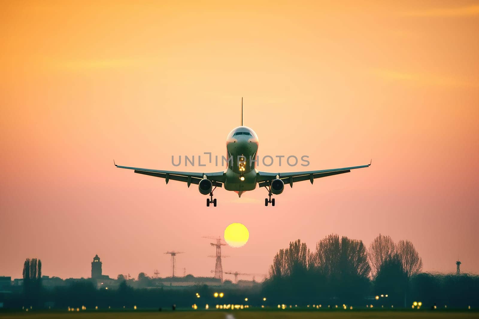 Passenger Airplane Flying with beautiful sky.