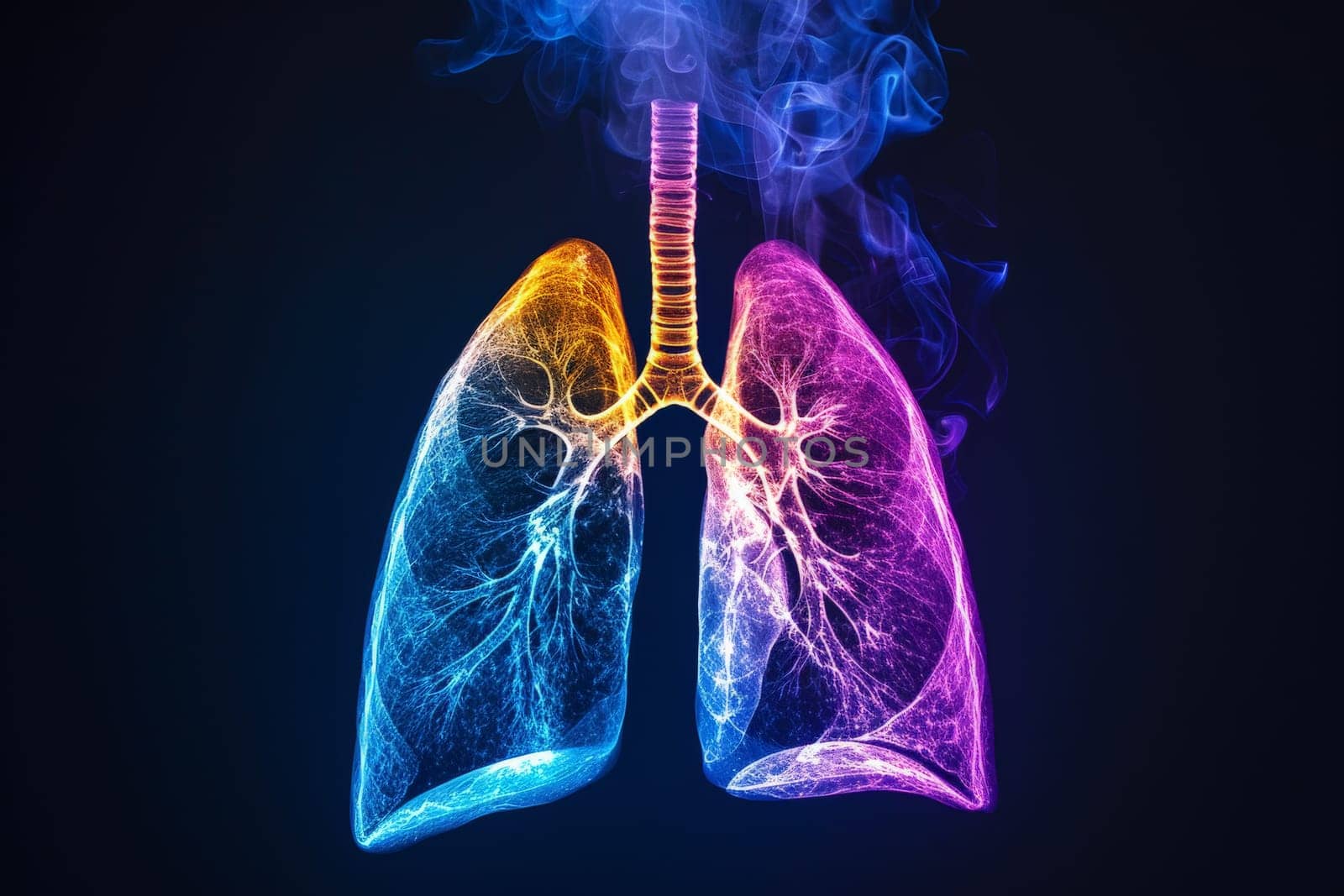 X-ray human lungs with cystic fibrosis, medical concept. Generative AI.