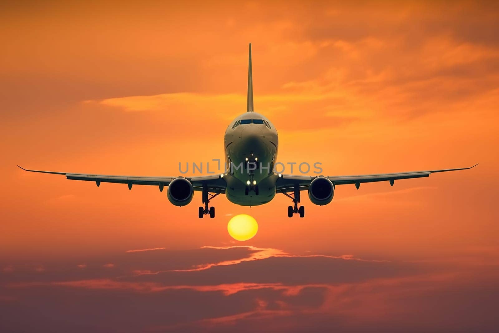 Passenger Airplane Flying with beautiful sky.