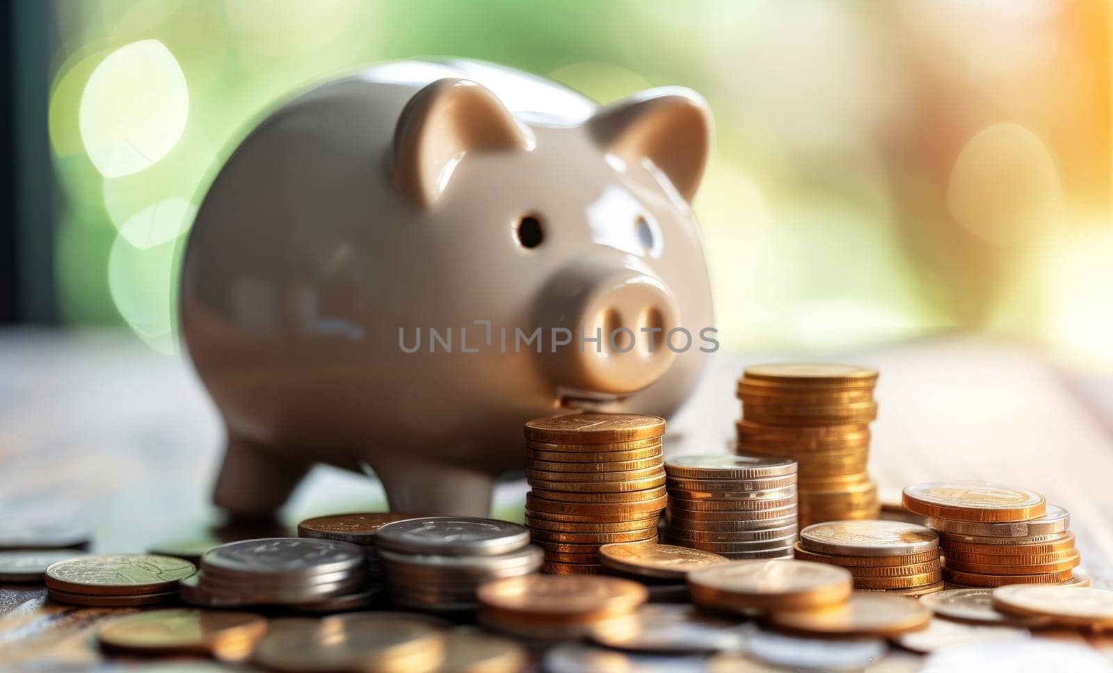 piggy bank money coins saving, financial investment and budget concept, . generative ai.